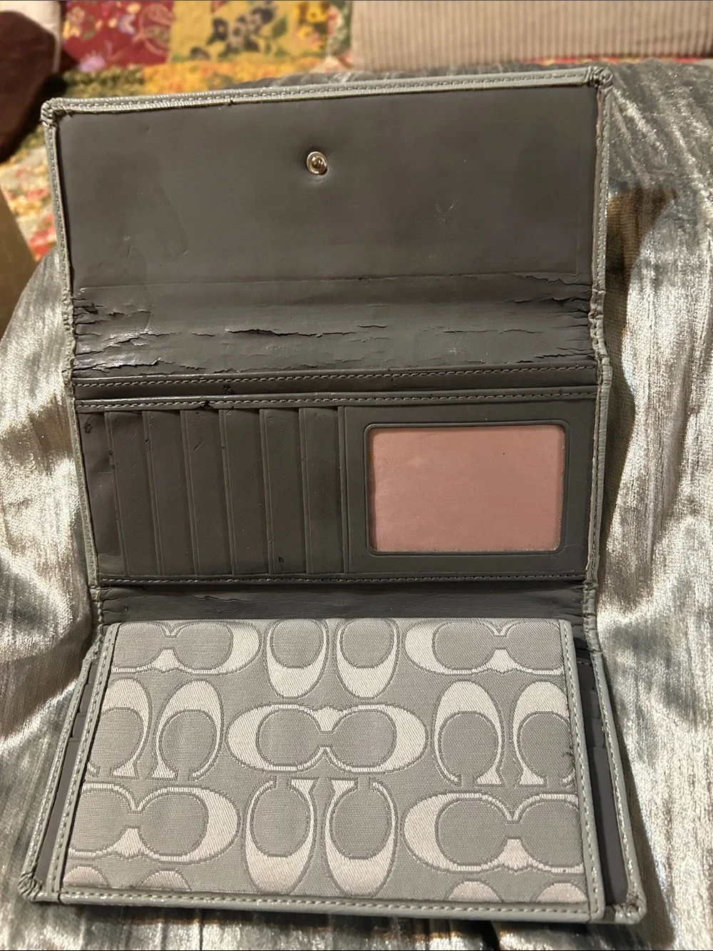 Coach Gray Signature Wallet and Card Case Set